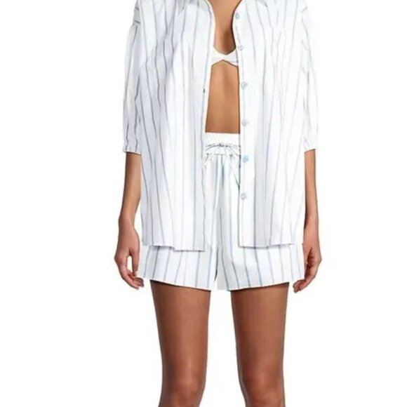 NWT CINQ A SEPT Sammy Stripe Jacques Short - White/Oxford Blue - M - Picture 10 of 11